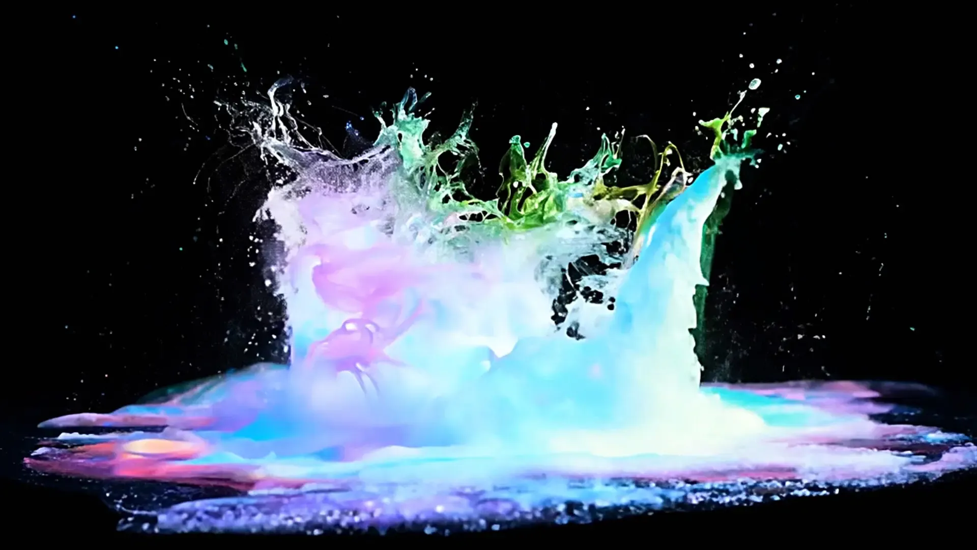 Energetic Splash of Colorful Liquids Overlay for Music Videos